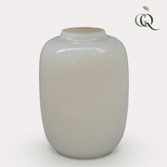 Vase aus Glas - M - H35 B25 - Arktisches Elfenbein