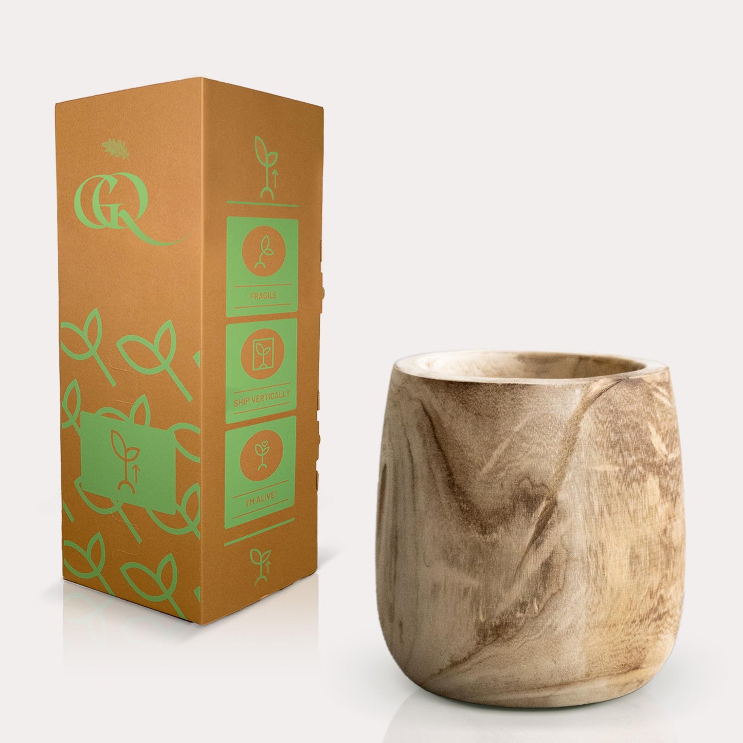 Topf – Holz hellbraun – Pia-Topf – M – H25 B23