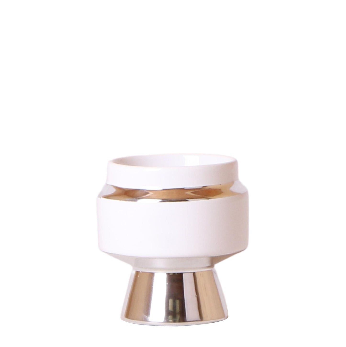 Kolibri-Startseite | Le Chic Blumentopf – Weißer dekorativer Keramiktopf mit silbernen Details – Ø6 cm